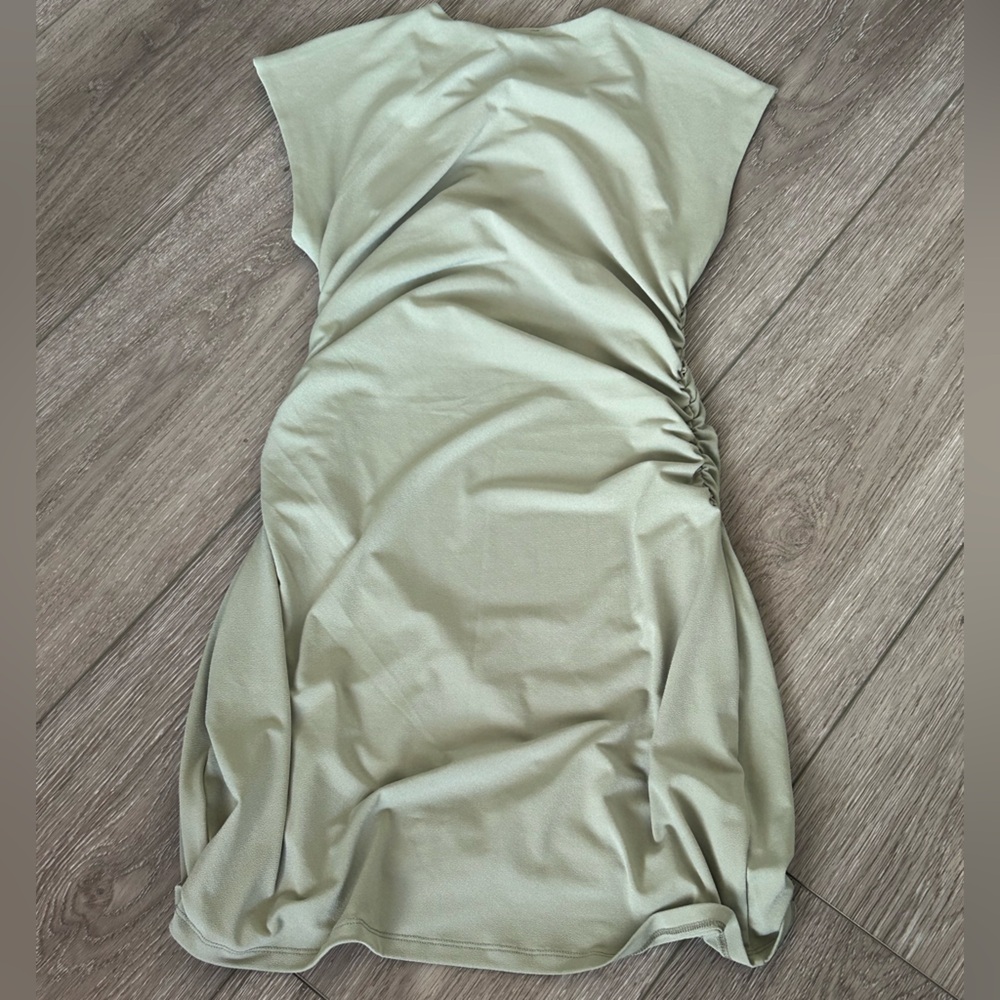Abercrombie & Fitch Sage Green Pullover Ruched Dress MP